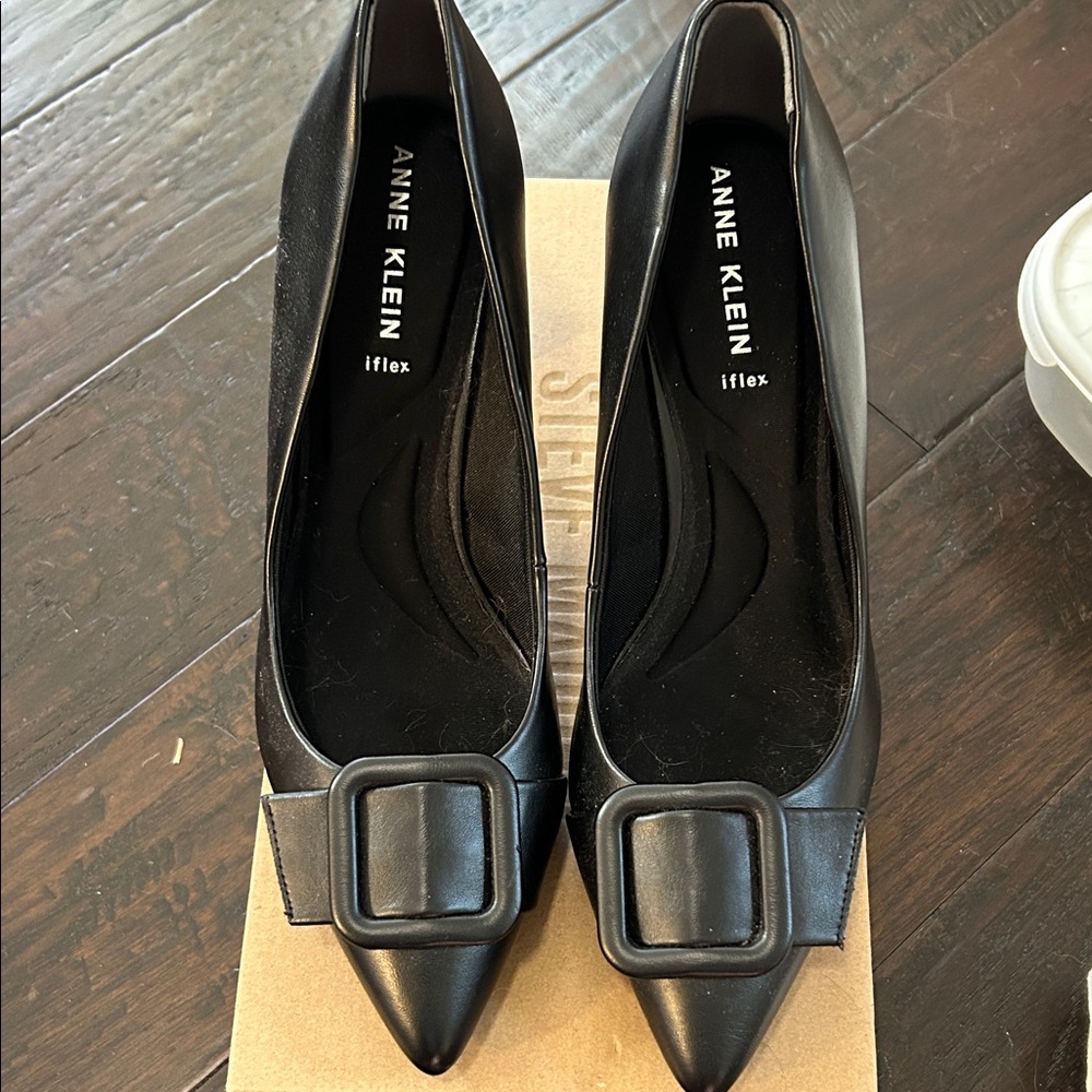 Anne Klein Black Heels with Buckle Detail